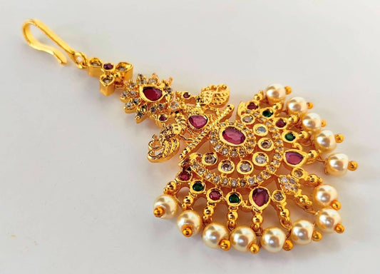 AD Peacock Bridal Beautiful Maang Tikka | Swadesiicart