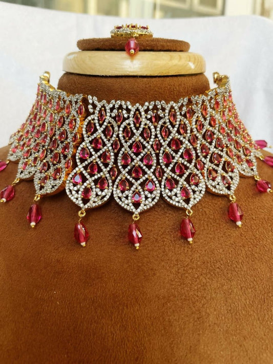 American Diamond Rose Plating Set By House of Ree - Swadesiicart