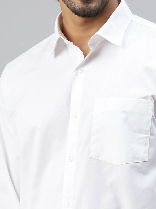 Ramraj Cotton Mens Full Sleeve White Shirt Plus Size - Soft Touch Cotton | Swadesiicart