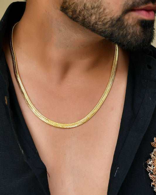 VOJ Men's Gold-Polished Self Designed Snake Chain | Swadesiicart