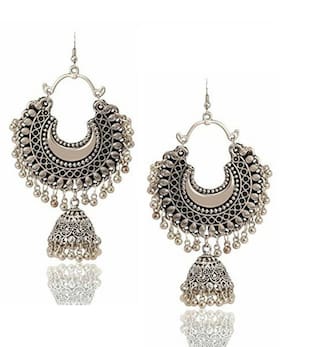 Silver-Plated Alloy Oxidised 3 Earrings Combo - The Pari