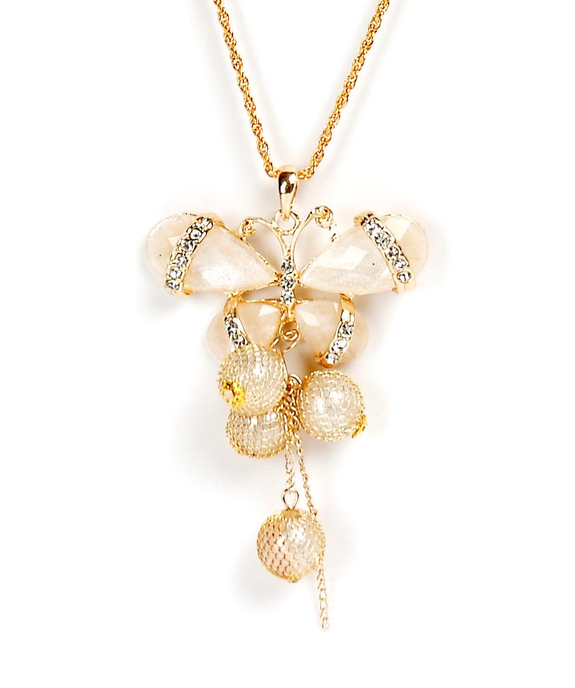 Gold-Polished Alloy Long Chain Butterfly Necklace - The Pari | Swadesiicart