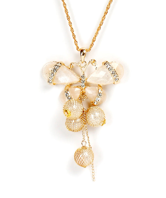 Gold-Polished Alloy Long Chain Butterfly Necklace - The Pari