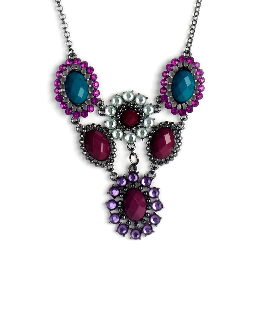 Silver-Plated Alloy Pastel Colour Statement Necklace - The Pari | Swadesiicart