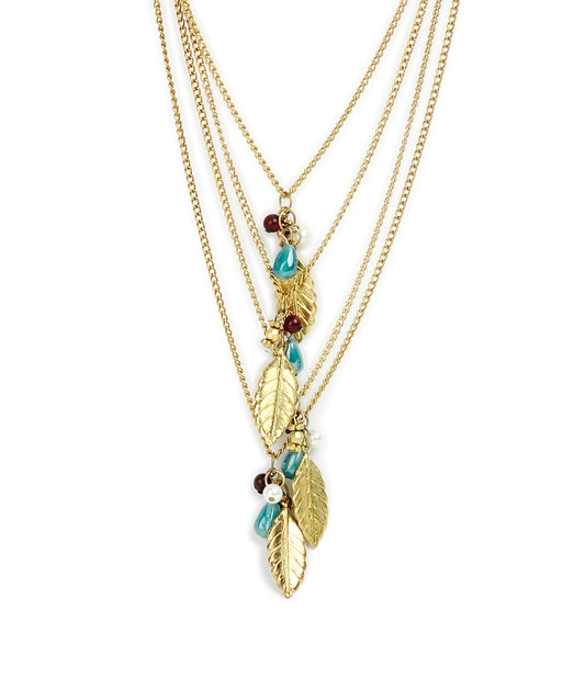 Gold-Polished Alloy Long Tripple Layer Chain Necklace - The Pari