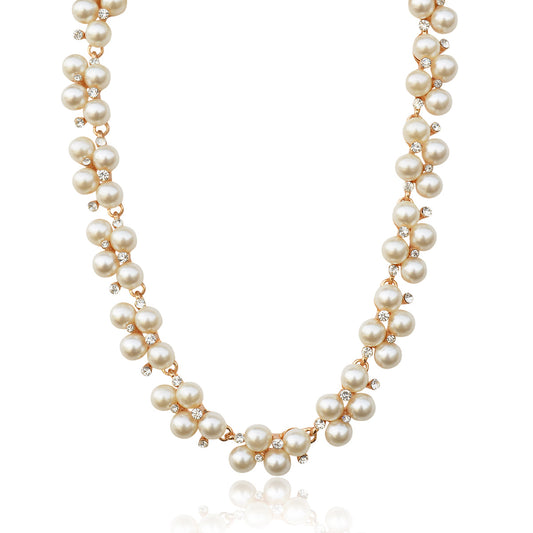 Gold-Toned Alloy Falling Pearl Necklace - The Pari | Swadesiicart