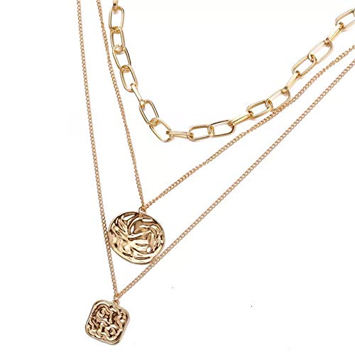 Gold-Polished Alloy Metallic Geometric Layered Necklace - The Pari | Swadesiicart