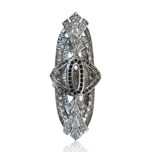 Silver-Plated Alloy Big Silver Stylish Ring - The Pari | Swadesiicart