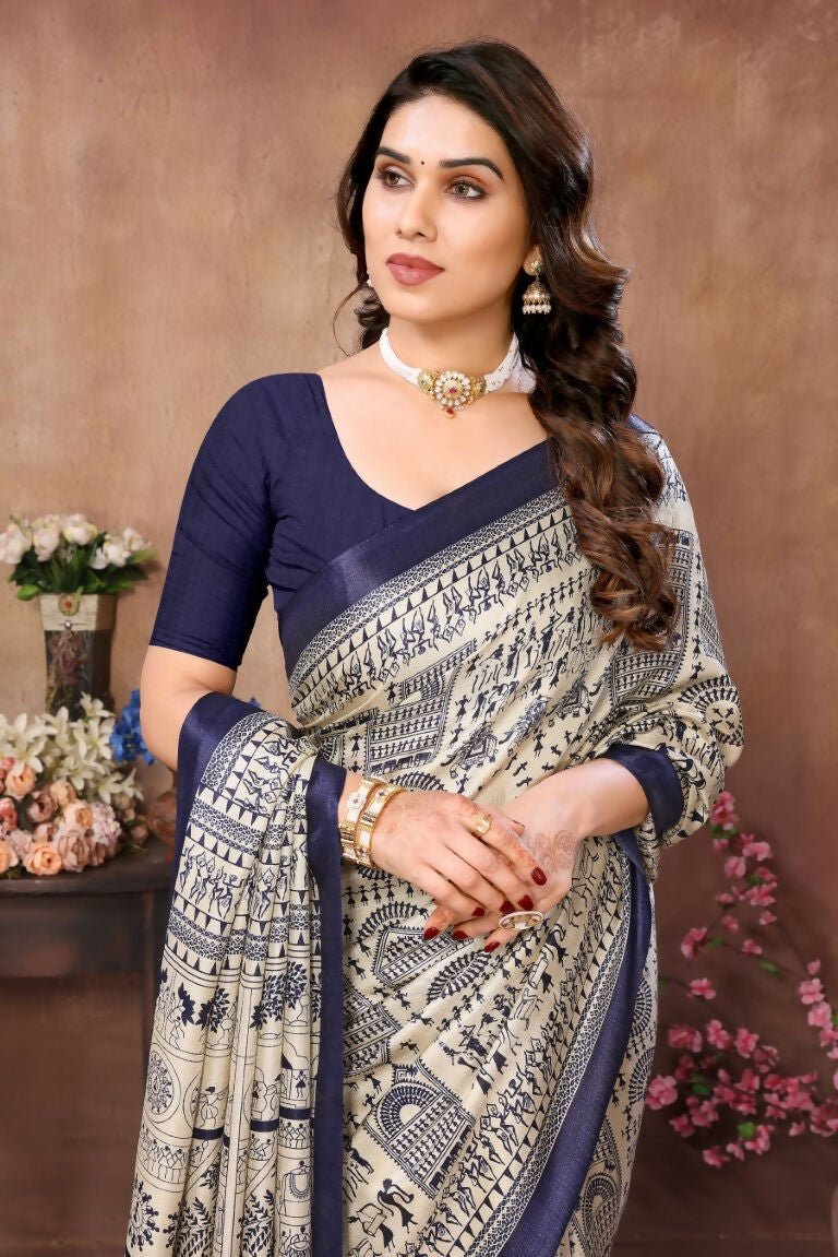 Aafreen Partywear Designer Blue Khadi Fancy Saree