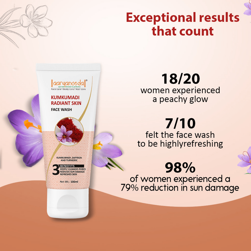 Aaryanveda Kumkumadi Radiant Skin Face Wash - Swadesiicart