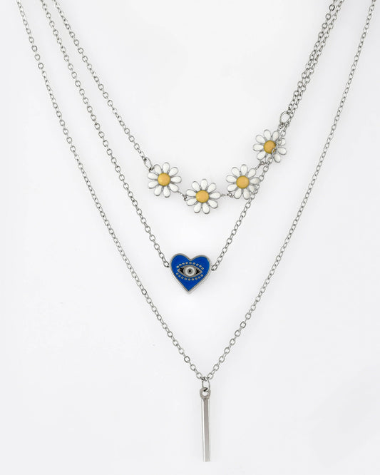 VOJ Beads Silver Plated Stainless Steel Layered Chain | Swadesiicart