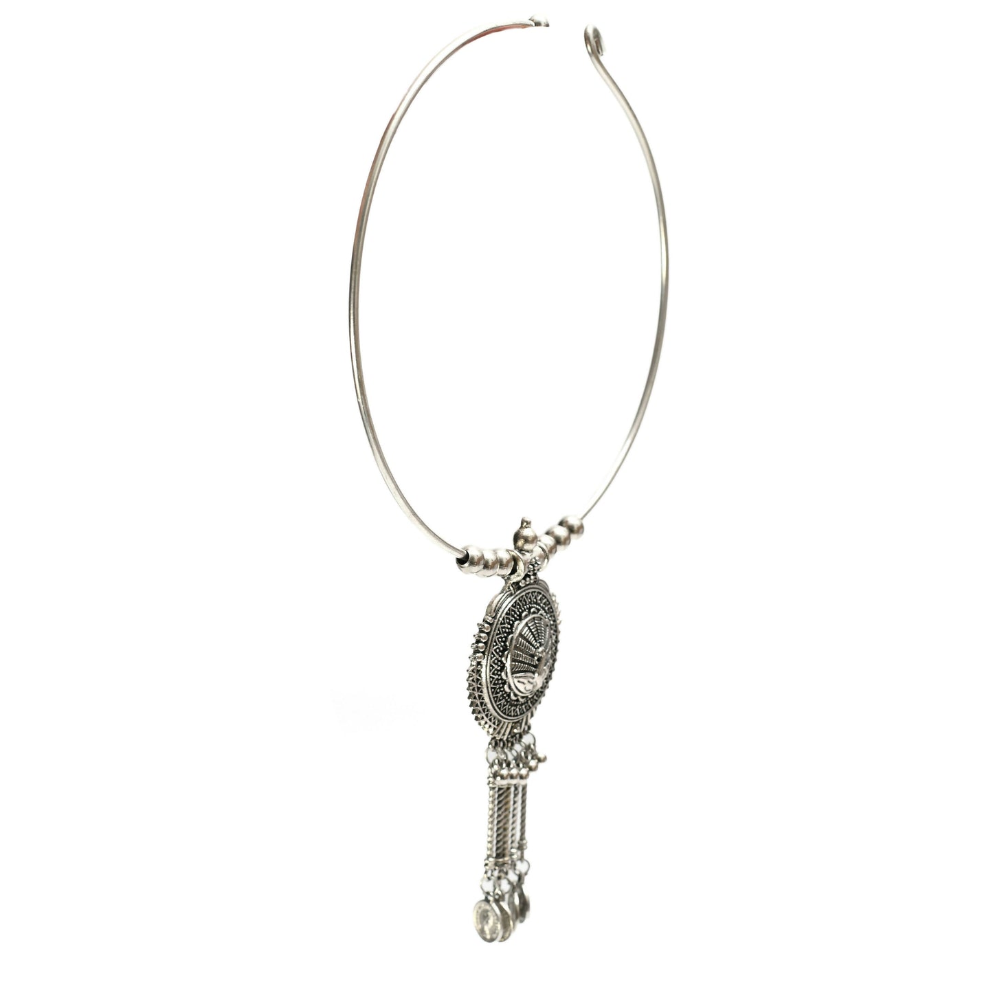Mominos Fashion Johar Kamal Oxidised Silver-Plated Hasli Design Necklace Choker For Women | Swadesiicart