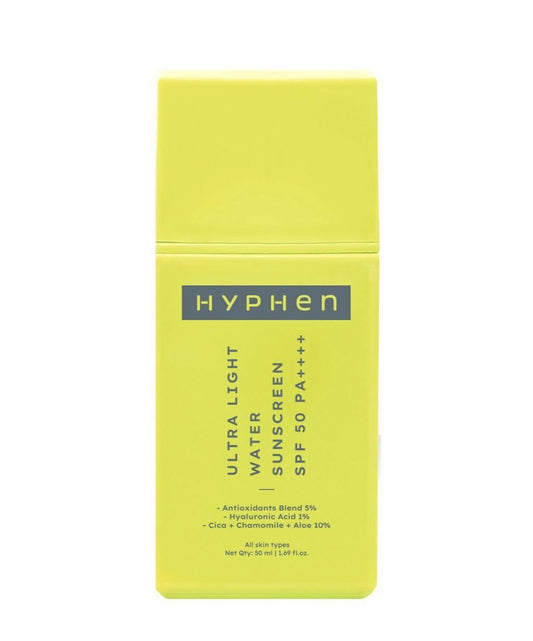 Hyphen By Kriti Sanon Ultra Light Water Sunscreen SPF 50 PA++++ UVA-UVB & Blue Light Protection, No White Cast, For Men & Women | Swadesiicart