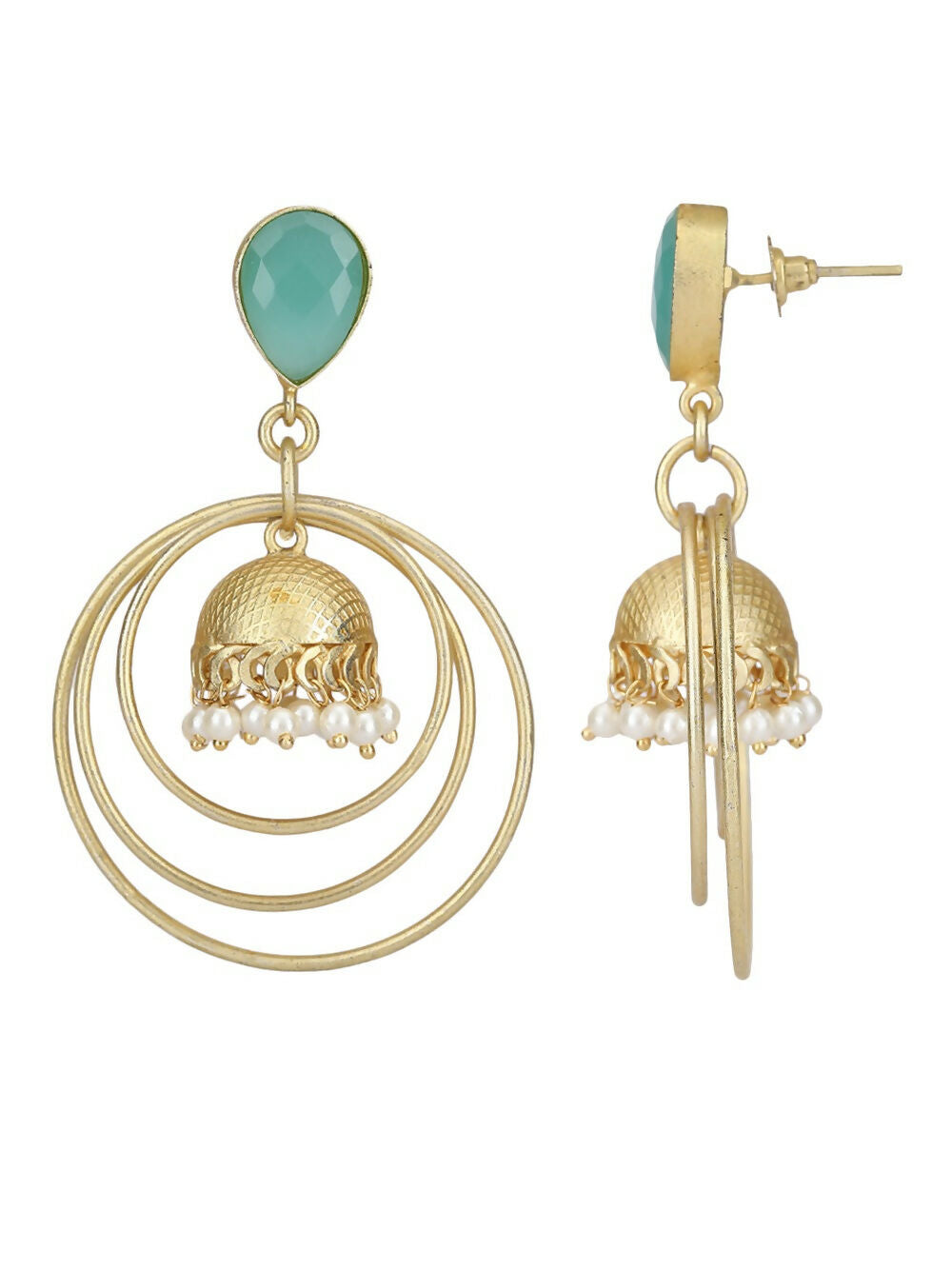 Joban Fashion Women Round Shape Matte Gold Earrings | Swadesiicart