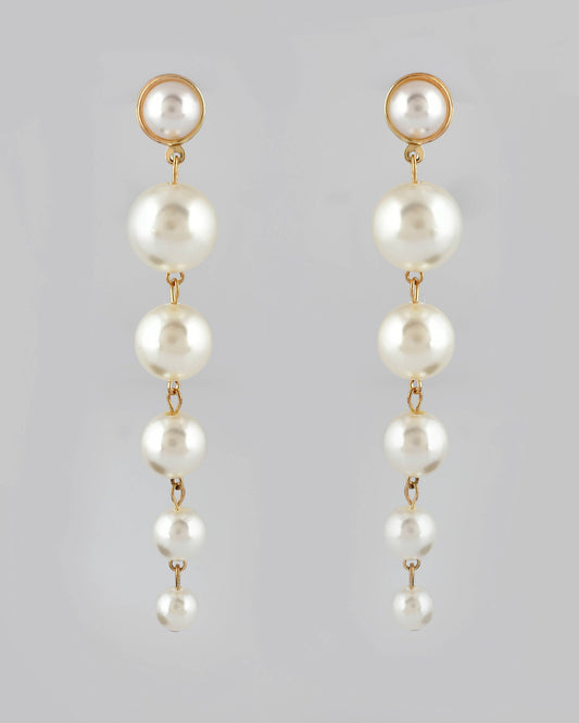 VOJ Women Gold Tone Pearl Stainless Steel Drops & Danglers Earrings - Swadesiicart