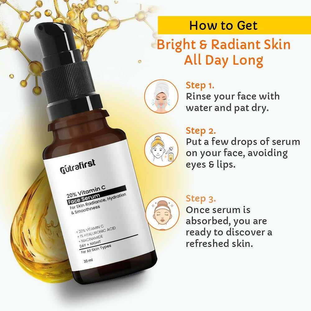 Nutrafirst 20% Vitamin C Face Serum - Swadesiicart