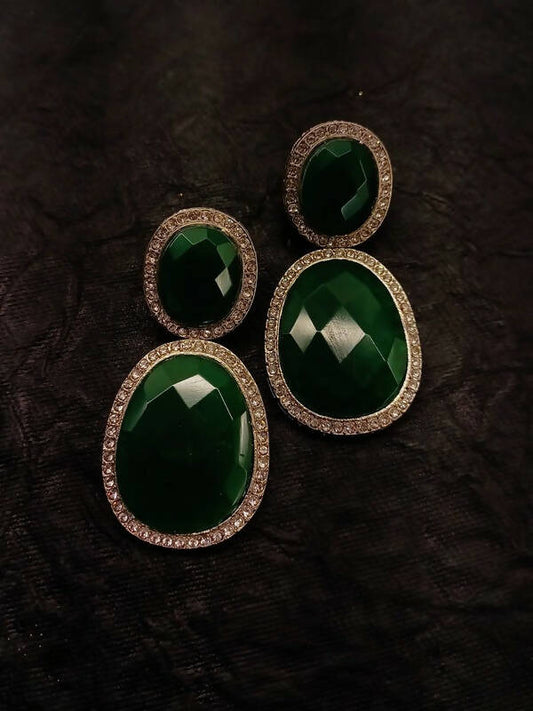 Smart Dangler With Rhino Stone Border Green Earrings For Women and Girls By House of Ree - House of Ree
