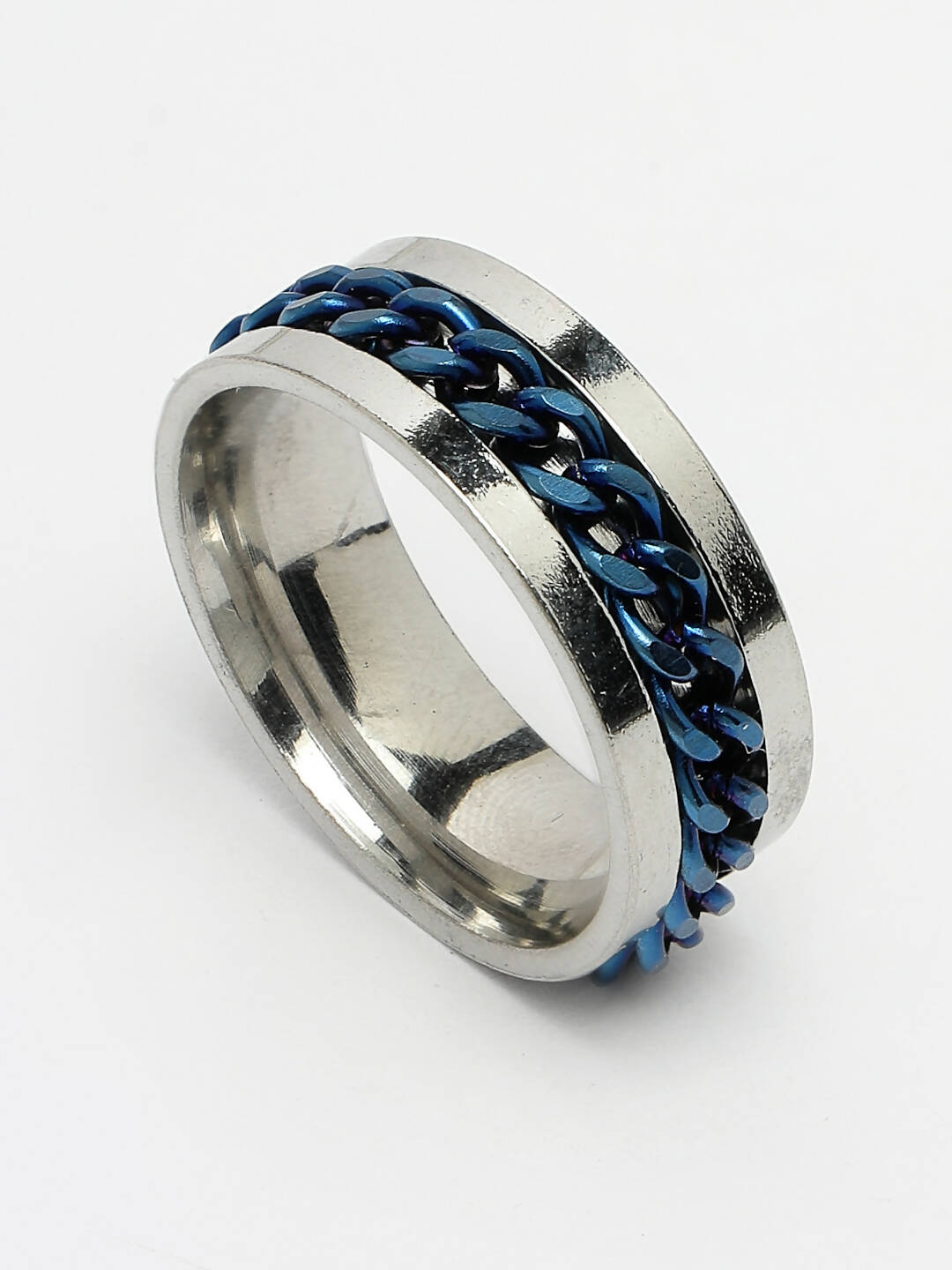 NVR Men's Rhodium Plated Stainless Steel Finger Ring - Swadesiicart