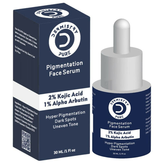 Dermistry Pure 2% Kojic Acid 1% Alpha Arbutin Instant Glowing Bright Light Pigmentation Spots Serum - Swadesiicart