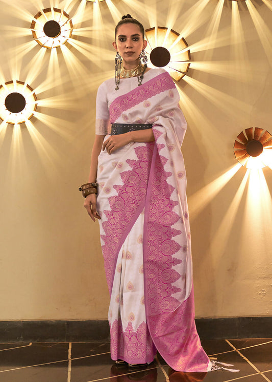 Trendy Weaving Silk Orchid Pink Designer Saree - Emponline | Swadesiicart