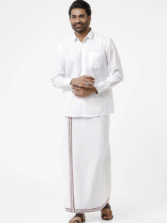 Ramraj Cotton Mens Full Sleeve White Shirt Plus Size - Samrat Cotton | Swadesiicart