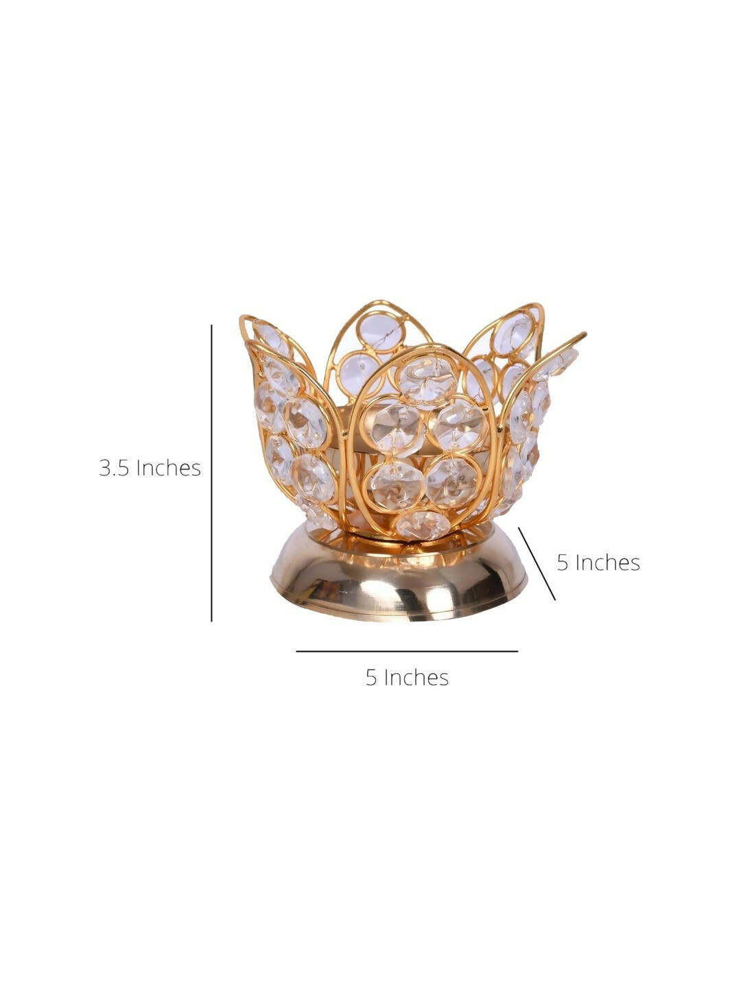 CraftVatika Gold Toned Crystal Lotus Shaped Diya | Swadesiicart