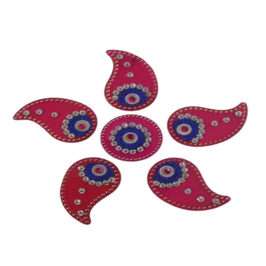 Kundan HandiKrafts Handcrafted Maroon & Blue Colour Kundan Rangoli - Aahana - The Bliss Store