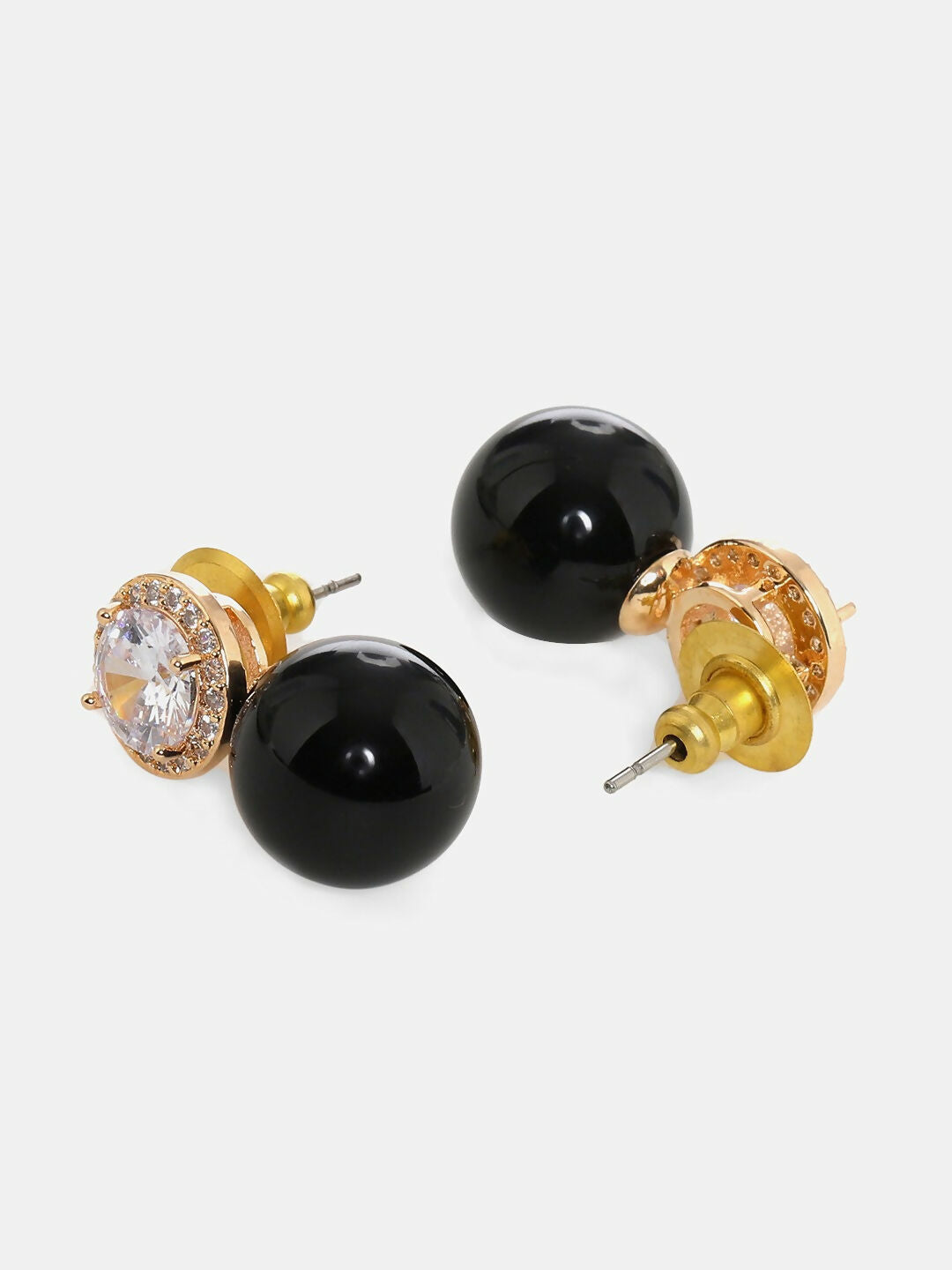 Diamond Studs with Black Drop- Ruby Raang