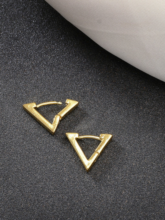 NVR Men's Gold-Polished Geometric Shape Stainless Steel Studs Earring | Swadesiicart