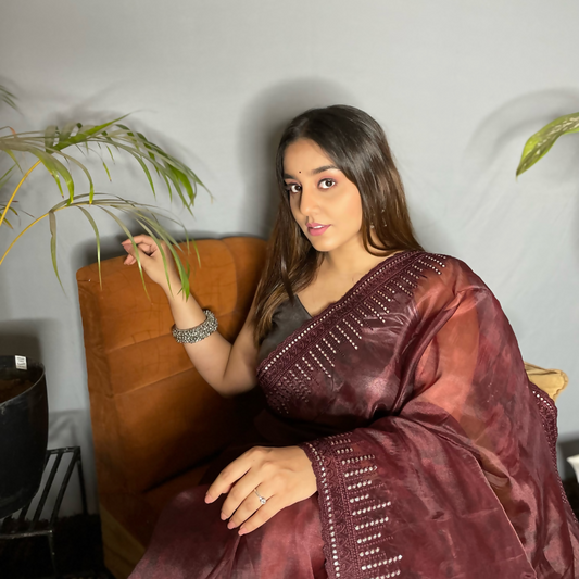 Vamsee Rinkle-Gotta Rama Organza Saree - Swadesiicart