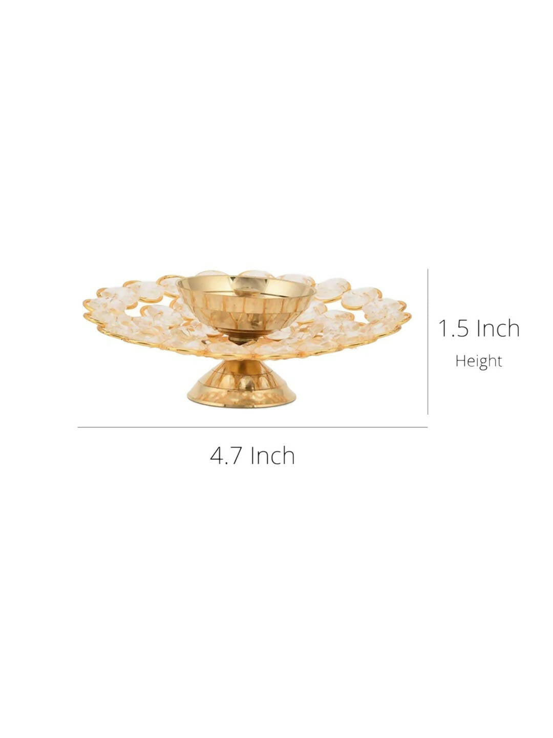 CraftVatika Gold-Toned Crystal Akhand Diya Oil Puja Lamp | Swadesiicart