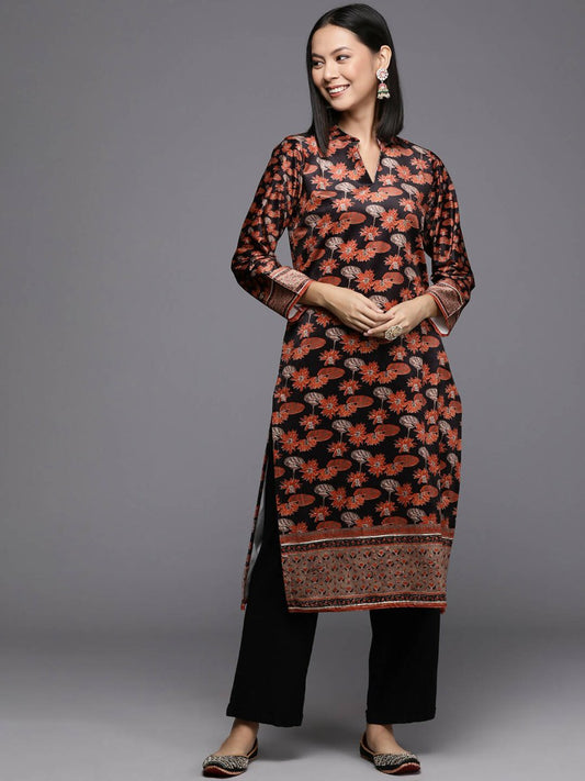 Ahalyaa Women's Traditional wear Kurta - Black | Swadesiicart