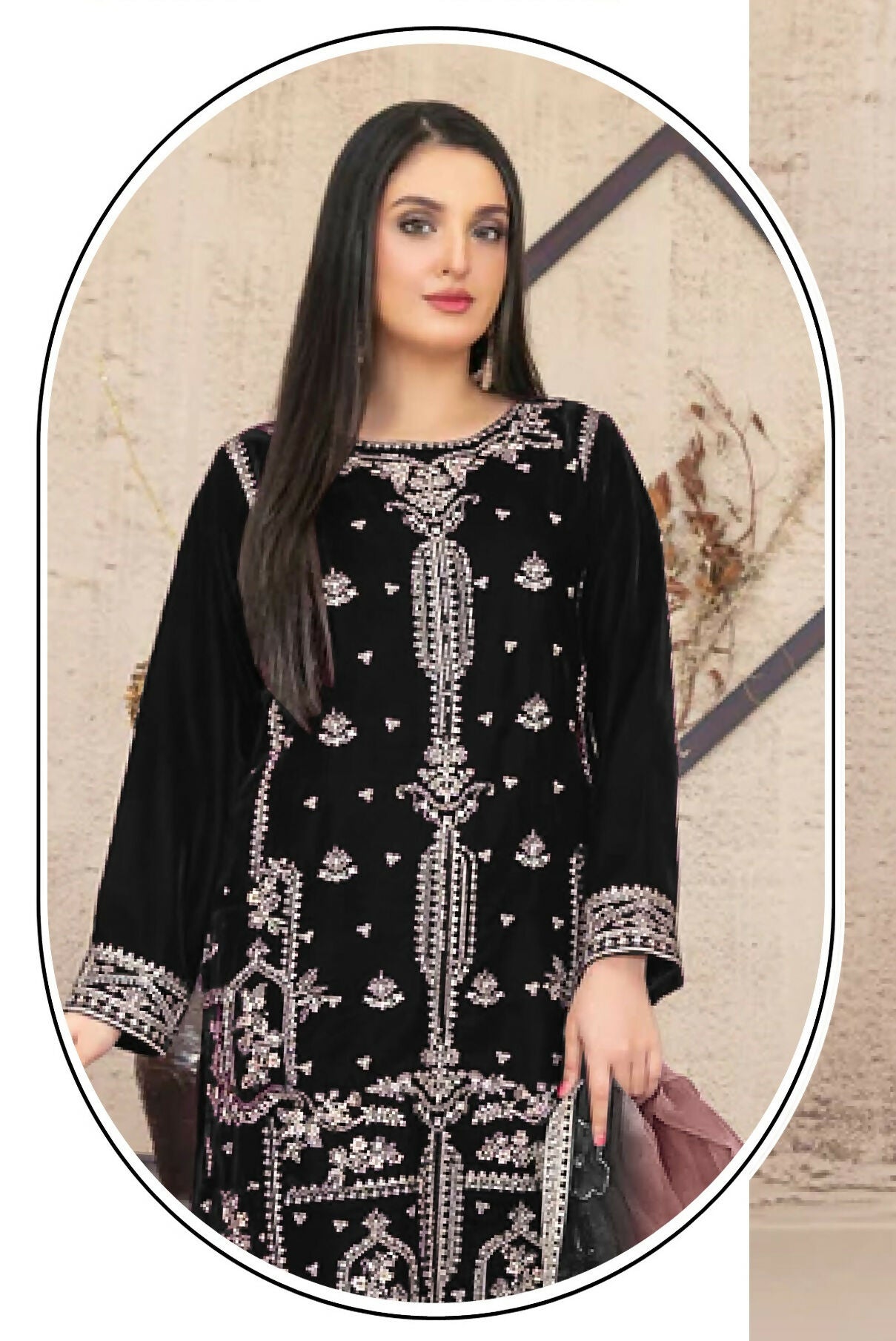 Anaita Black Velvet Suit with Embroidery Sequence Work - Swadesiicart