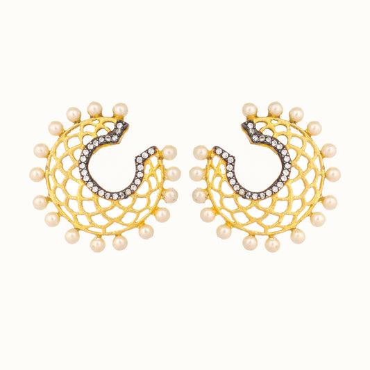 Nuyug 22K Gold Plated Celestial Filigree Earrings | Swadesiicart