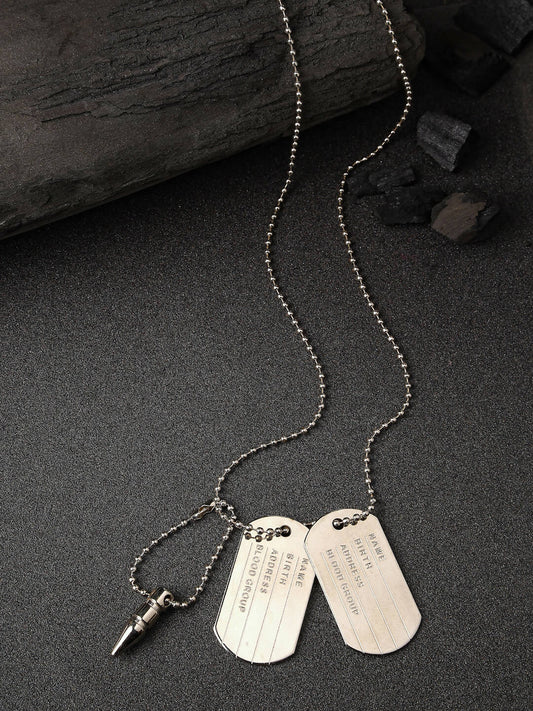NVR Men Silver Plated Milletry Style Pendent With Chain | Swadesiicart
