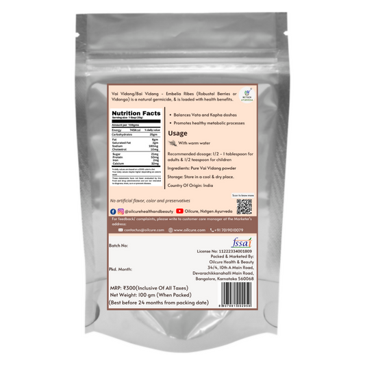 Nxtgen Ayurveda Vai Vidang / Bai Vidang Powder - Swadesiicart