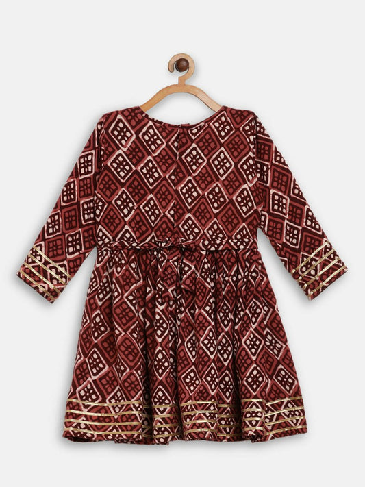 Ahalyaa Maroon Rayon Printed Kurta Palazzo Sets for Kids For Girls | Swadesiicart