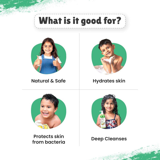 Little Joys Anti-Bacterial Neem Body Wash for Kids (2+ Years),Gently Exfoliates,Protects & Deep Cleanses Skin - Swadesiicart