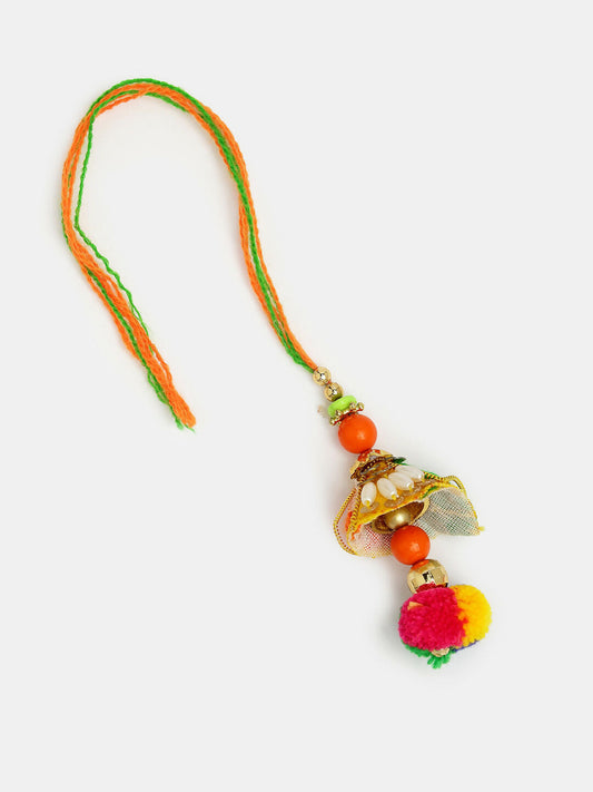 NVR Women Set of 2 Red Beaded Lumba Rakhi With Roli Chawal & Chocolate | Swadesiicart