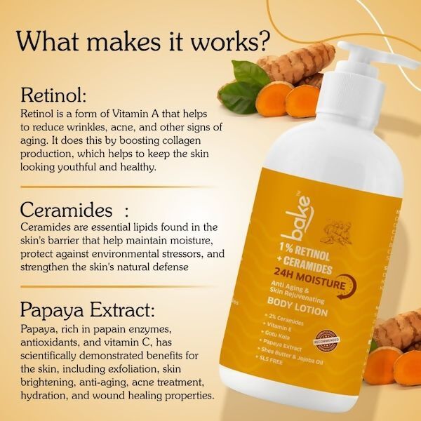 Bake 1% Retinol & Ceramides Body Lotion | Swadesiicart