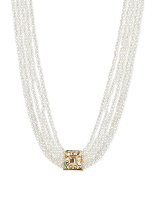 Gold-Toned White Brass Gold-Polished Necklace - Ruby Raang | Swadesiicart