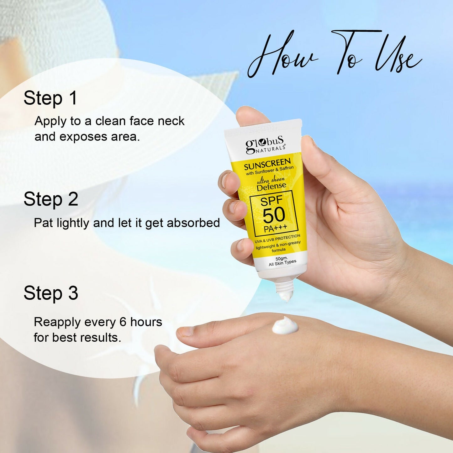 Globus Naturals Sunscreen with Ultra Sheen Defense | Swadesiicart