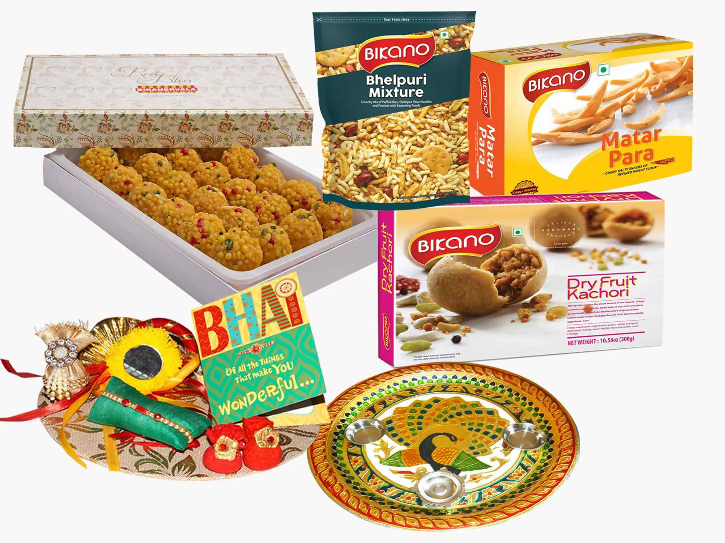 Bikanervala Tea Time Snacks Rakhi Puja Thali Hamper - Bikanervala