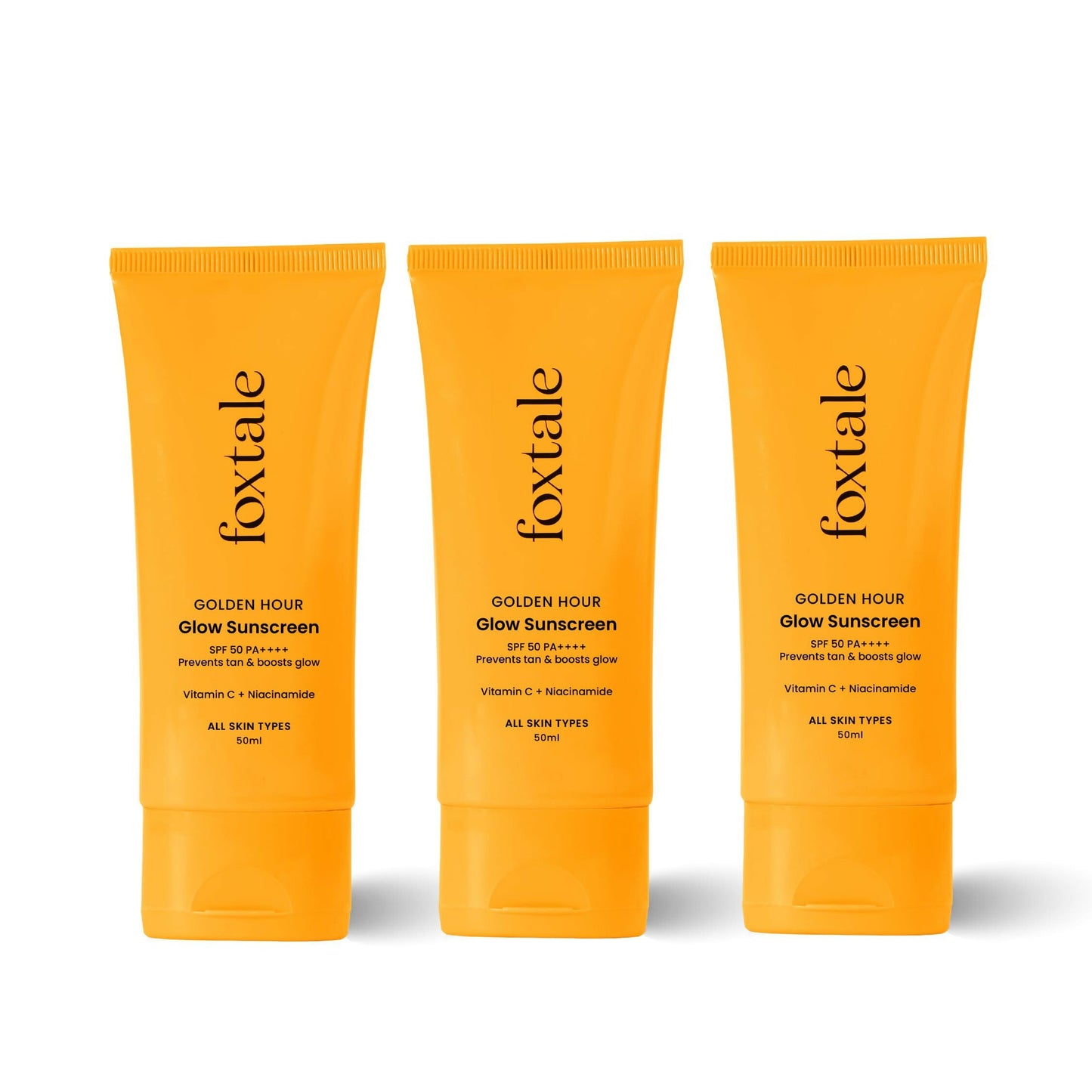 Foxtale Glow Sunscreen SPF 50 PA++++ Lightweight With Vitamin C And Niacinamide For a Dewy Glow, UVA And UVB Filters Prevents Tan - Swadesiicart