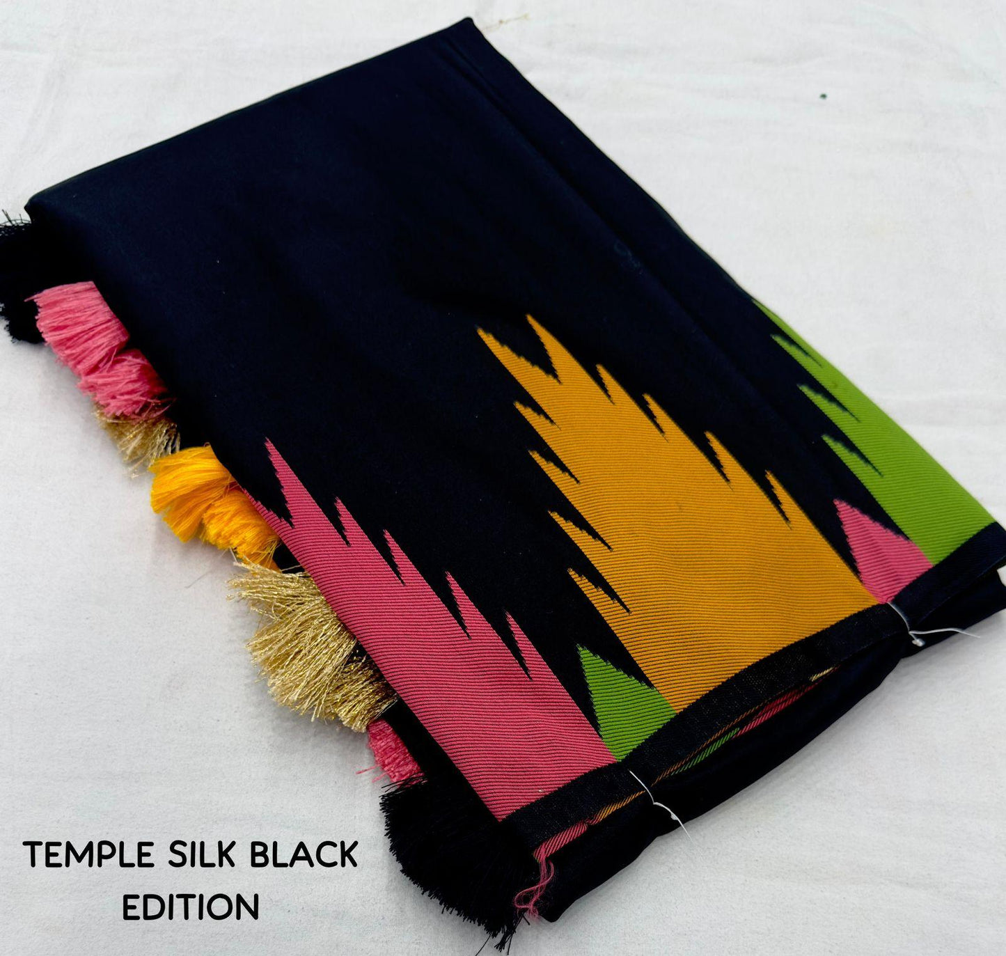 Black Polycotton Woven Design Saree with Unstitched Blouse - Hiral Fashion | Swadesiicart