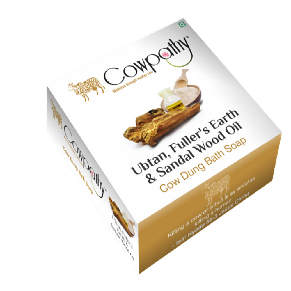 Cowpathy Ubtan, Fuller's Earth & Sandal Wood Oil Cow Dung Bath Soap (75gm) - Ravino Industries Pvt Ltd