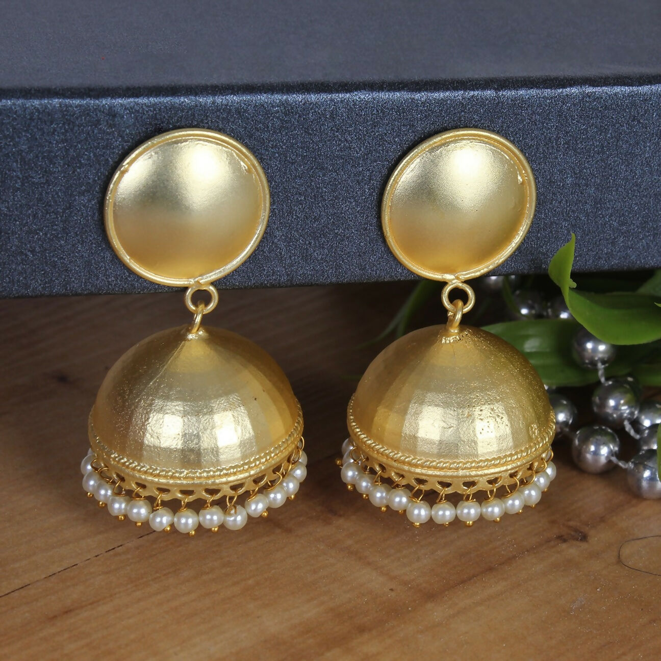 Joban Fashion Women Matte Gold Brass Jhumka | Swadesiicart