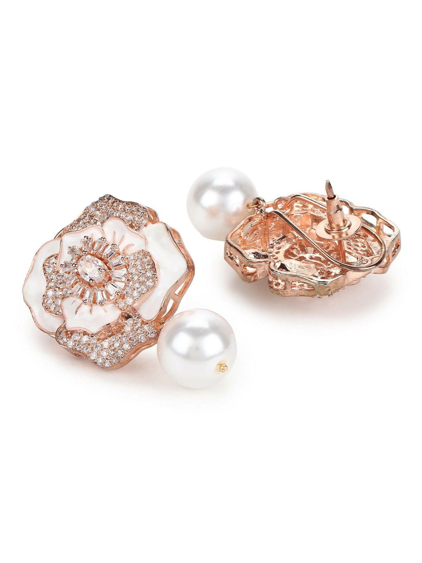 Mother of Pearl Earrings in rose Gold- Ruby Raang