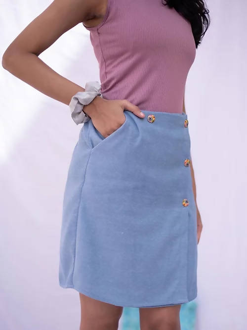 Diva Globe Blue Over Lap Skirt | Swadesiicart