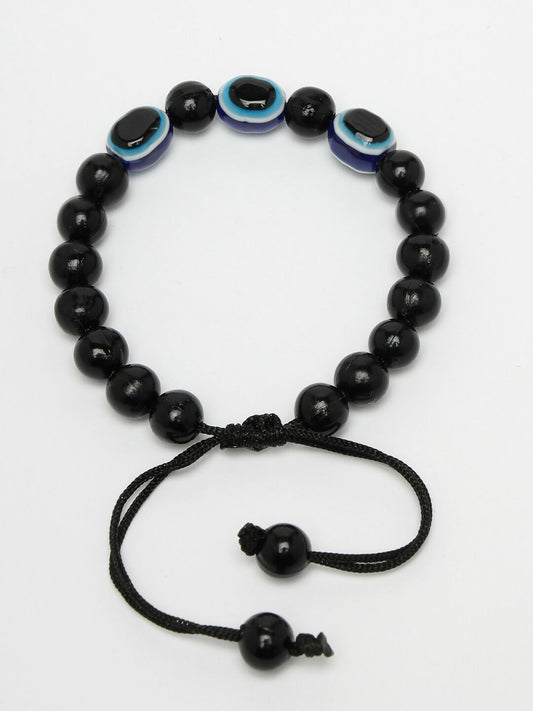 NVR Women & Men Black Evil Eye Rakhi With Roli Chawal